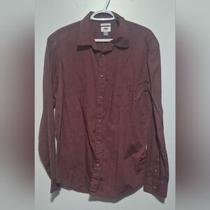 Lrg Old Navy Men's Burgundy Button-Up Shirt